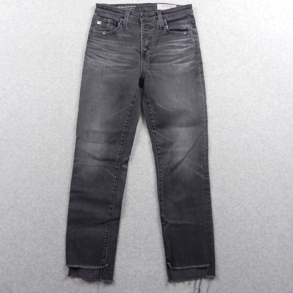 AG Adriano Goldsmied Jeans Womens 26 Isabelle Button-Up Straight Crop Denim Gray
